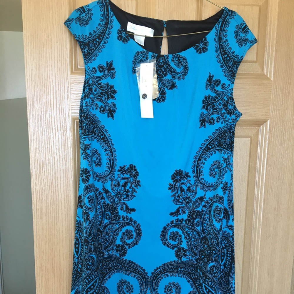 Blue Paisley Knee Length Dress size 10 NWT
